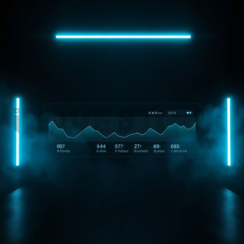 Dark Floating Dashboard Widget Cyan Glow 2025 – 8K Minimal Black UI Mockup