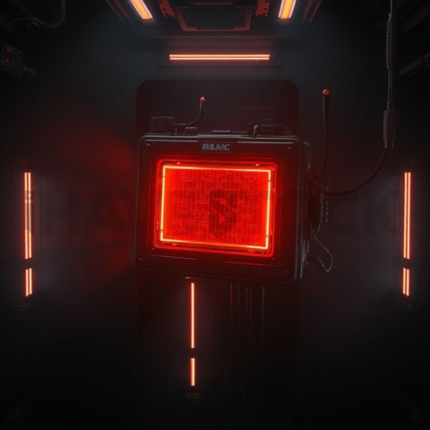 Cyberpunk Terminal Interface Block Orange Fire Glow 2025 – 8K Minimal Black UI Mockup