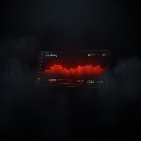 Dark Floating Dashboard Widget Orange Fire Glow 2025 – 8K Minimal Black UI Mockup