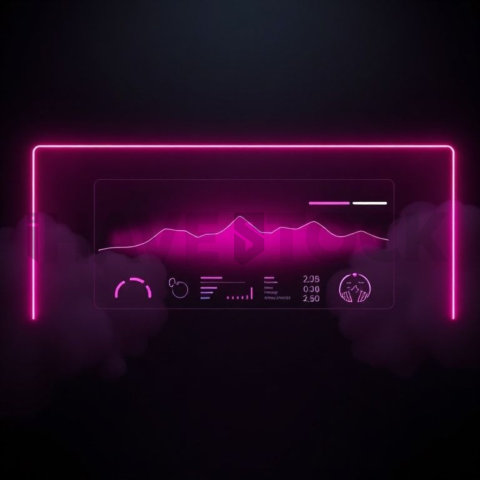 Dark Floating Dashboard Widget Magenta Glow 2025 – 8K Minimal Black UI Mockup