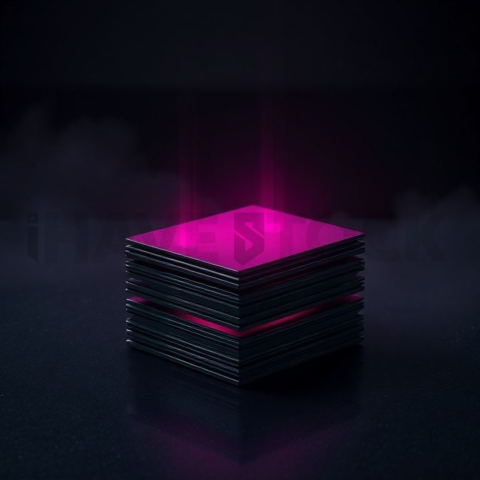 Dark Layered Card Stack Magenta Glow 2025 – 8K Minimal Black UI Mockup