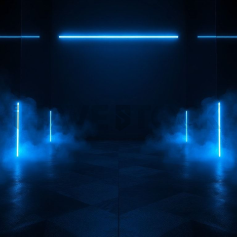 Dark Neumorphic Card Layout Blue Electric Glow 2025 – 8K Minimal Black UI Mockup