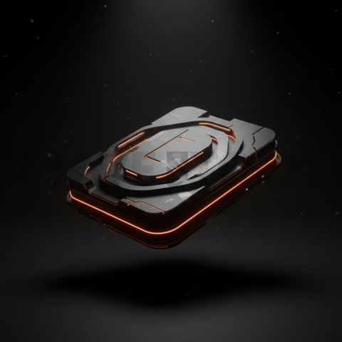 Dark Neumorphic Card Layout Orange Fire Glow 2025 – 8K Minimal Black UI Mockup