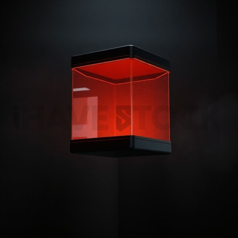 Floating Abstract UI Container Amber Glow 2025 – 8K Minimal Black UI Mockup