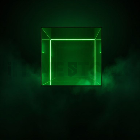 Floating Abstract UI Container Green Neon Glow 2025 – 8K Minimal Black UI Mockup