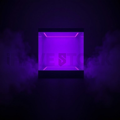Floating Abstract UI Container Purple Glow 2025 – 8K Minimal Black UI Mockup