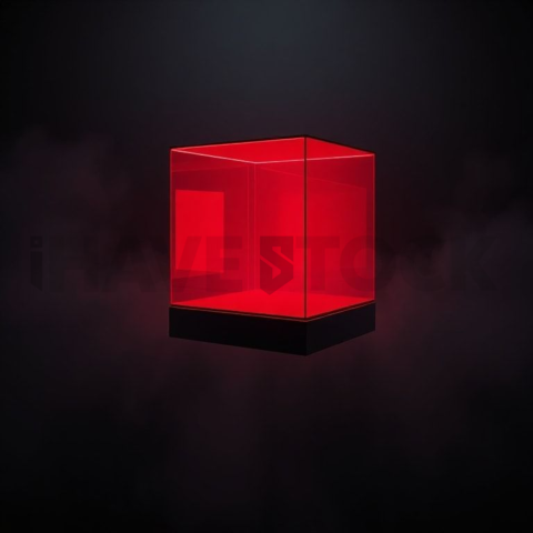 Floating Abstract UI Container Red Glow 2025 – 8K Minimal Black UI Mockup