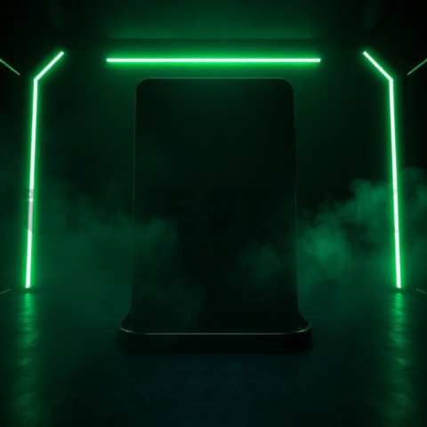 Futuristic Dark App Screen Green Neon Glow 2025 – 8K Minimal Black UI Mockup