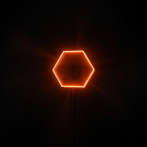 Geometric Minimal Neon Shape Amber Glow 2025 – 8K Minimal Black UI Mockup