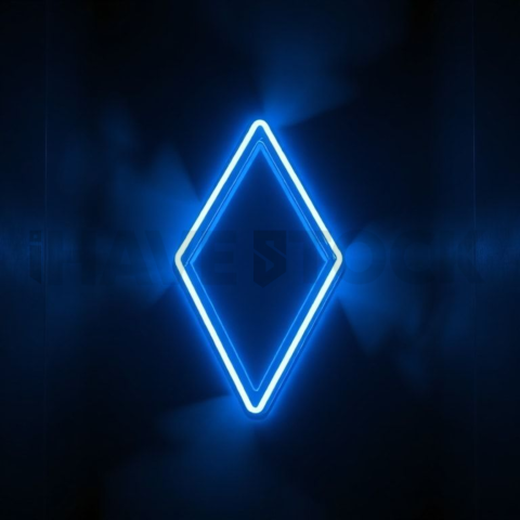 Geometric Minimal Neon Shape Blue Electric Glow 2025 – 8K Minimal Black UI Mockup