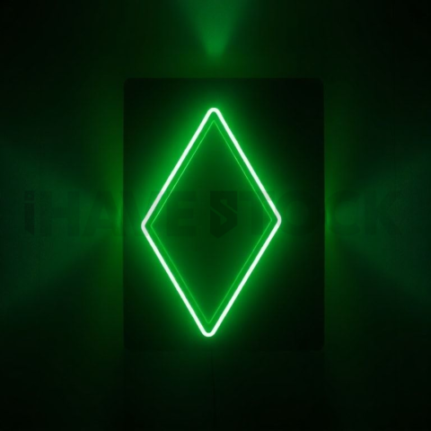 Geometric Minimal Neon Shape Green Neon Glow 2025 – 8K Minimal Black UI Mockup