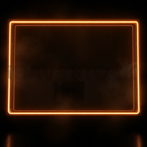 Glass Panel with Neon Frame Amber Glow 2025 – 8K Minimal Black UI Mockup