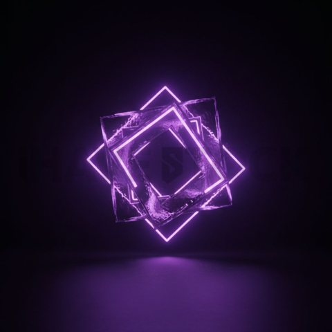 Geometric Minimal Neon Shape Purple Glow 2025 – 8K Minimal Black UI Mockup