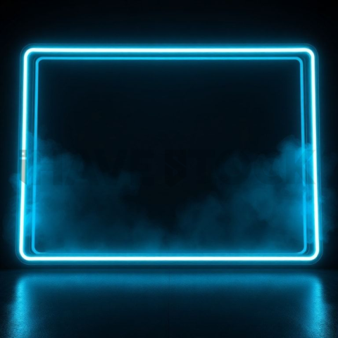 Glass Panel with Neon Frame Cyan Glow 2025 – 8K Minimal Black UI Mockup