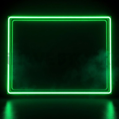 Glass Panel with Neon Frame Green Neon Glow 2025 – 8K Minimal Black UI Mockup
