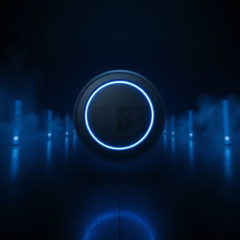 Matte Black CTA Button 3D Blue Electric Glow 2025 – 8K Minimal Black UI Mockup