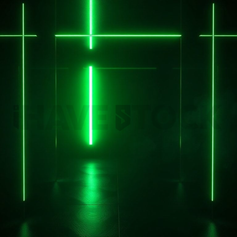 Minimalism Glassmorphism Cube Render Green Neon Glow 2025 – 8K Minimal Black UI Mockup