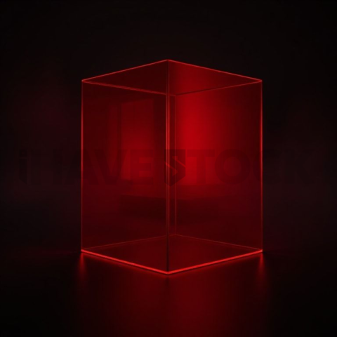 Minimalism Glassmorphism Cube Render Red Glow 2025 – 8K Minimal Black UI Mockup