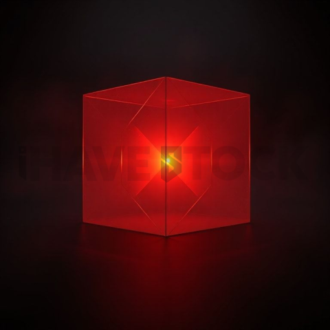 Neon Glow Polygonal Cube Amber Glow 2025 – 8K Minimal Black UI Mockup