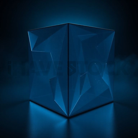 Neon Glow Polygonal Cube Cyan Glow 2025 – 8K Minimal Black UI Mockup