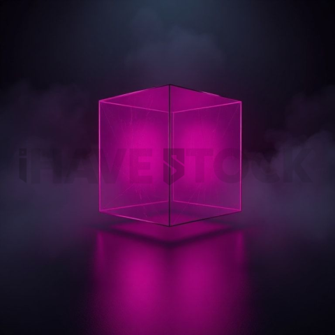 Neon Glow Polygonal Cube Magenta Glow 2025 – 8K Minimal Black UI Mockup