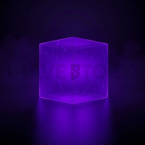 Neon Glow Polygonal Cube Purple Glow 2025 – 8K Minimal Black UI Mockup