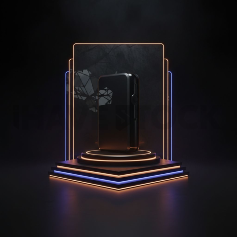 Product Showcase Card Amber Soft Glow Dark UI Card 2025 – 8K