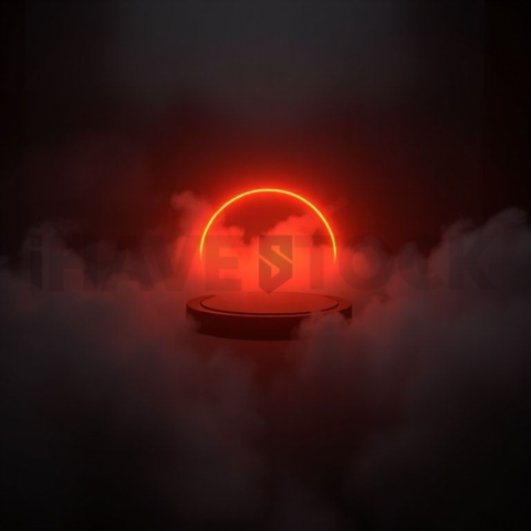 Abstract Floating UI Plate Orange Fire Glow 2025 – 8K Minimal Black UI Mockup