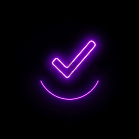 Checkmark Success Icon Purple Medium Glow Dark Line Icon 2025 – 8K