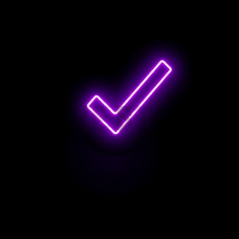 Checkmark Success Icon Purple Ultra Intense Glow Dark Line Icon 2025 – 8K