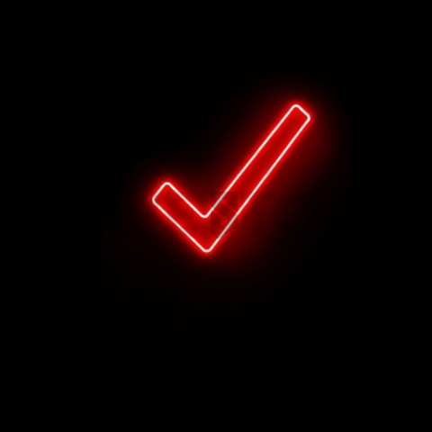 Checkmark Success Icon Red Neon Ultra Intense Glow Dark Line Icon 2025 – 8K