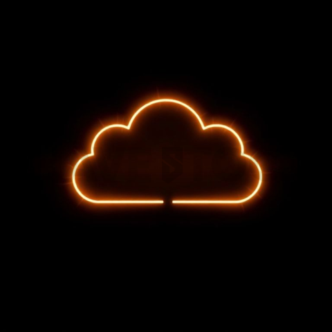 Cloud Sync Icon Amber Strong Glow Dark Line Icon 2025 – 8K