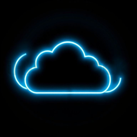 Cloud Sync Icon Cyan Ultra Intense Glow Dark Line Icon 2025 – 8K