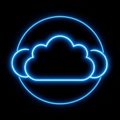Cloud Sync Icon Blue Electric Strong Glow Dark Line Icon 2025 – 8K