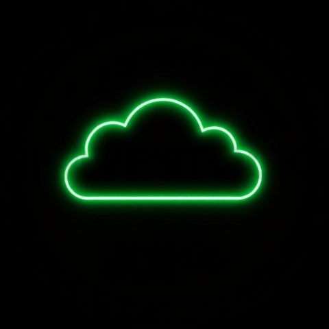 Cloud Sync Icon Green Neon Medium Glow Dark Line Icon 2025 – 8K