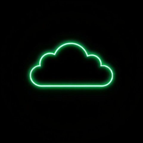 Cloud Sync Icon Green Neon Subtle Glow Dark Line Icon 2025 – 8K