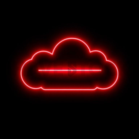 Cloud Sync Icon Red Neon Strong Glow Dark Line Icon 2025 – 8K