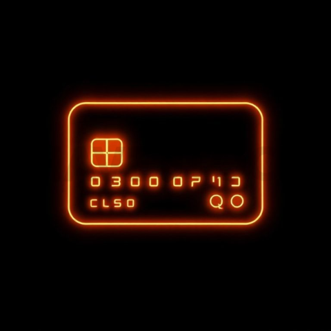 Credit Card Payment Icon Amber Medium Glow Dark Line Icon 2025 – 8K