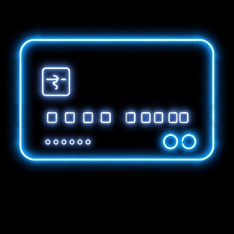 Credit Card Payment Icon Blue Electric Strong Glow Dark Line Icon 2025 – 8K