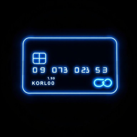 Credit Card Payment Icon Blue Electric Ultra Intense Glow Dark Line Icon 2025 – 8K