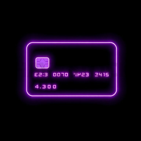 Credit Card Payment Icon Purple Ultra Intense Glow Dark Line Icon 2025 – 8K