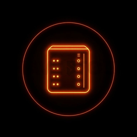 Data Server Icon Amber Subtle Glow Dark Line Icon 2025 – 8K