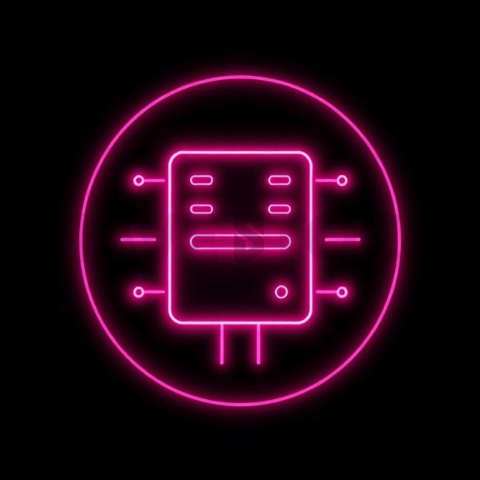 Data Server Icon Magenta Ultra Intense Glow Dark Line Icon 2025 – 8K