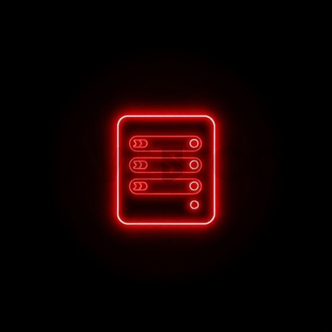 Data Server Icon Red Neon Subtle Glow Dark Line Icon 2025 – 8K