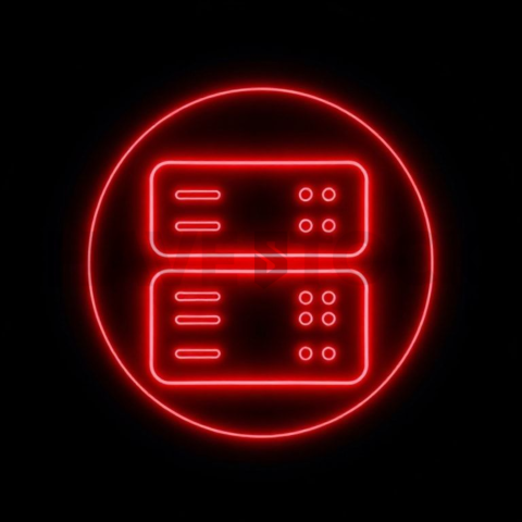 Data Server Icon Red Neon Medium Glow Dark Line Icon 2025 – 8K