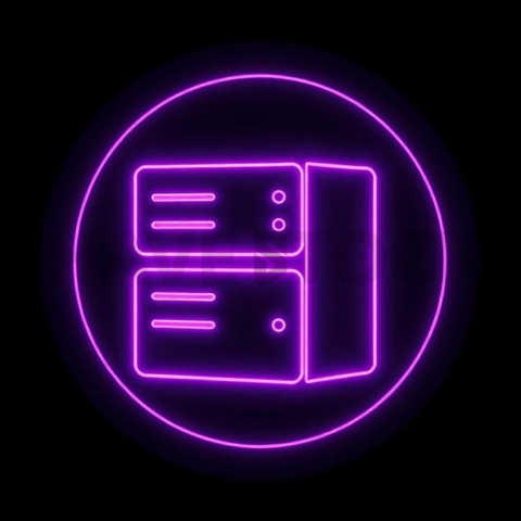 Data Server Icon Purple Ultra Intense Glow Dark Line Icon 2025 – 8K