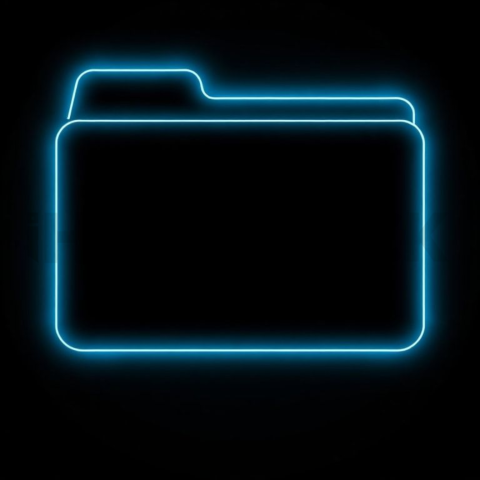 Folder Line Icon Cyan Medium Glow Dark Line Icon 2025 – 8K