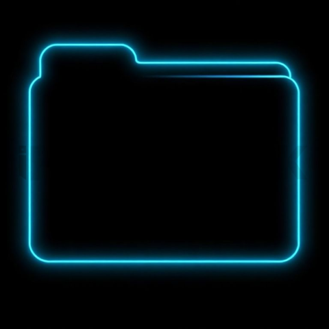 Folder Line Icon Cyan Ultra Intense Glow Dark Line Icon 2025 – 8K