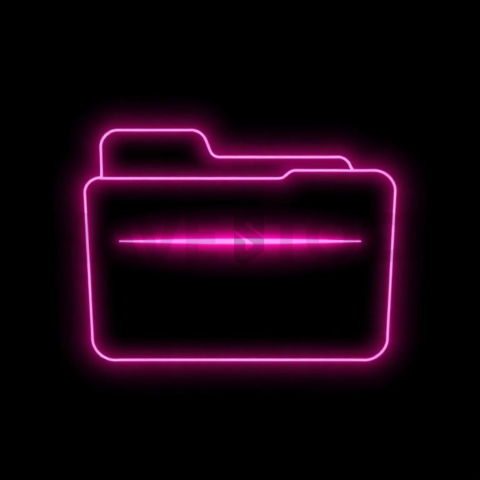Folder Line Icon Magenta Subtle Glow Dark Line Icon 2025 – 8K