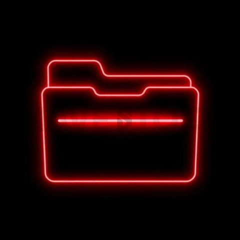 Folder Line Icon Red Neon Medium Glow Dark Line Icon 2025 – 8K
